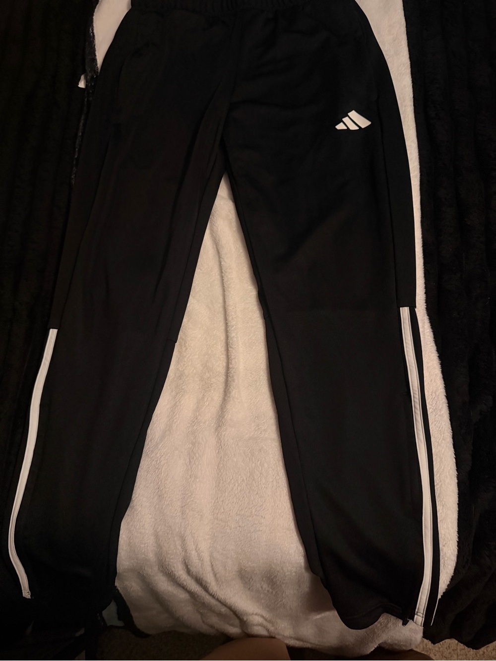 adidas Black Jogger Pants with White Side Stripes